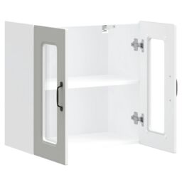Berkfield Home Kitchen Wall Cabinet with Glass Door Kalmar White Engineered Wood - thumbnail 6