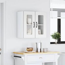 Berkfield Home Kitchen Wall Cabinet with Glass Door Kalmar White Engineered Wood - thumbnail 4