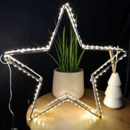 Samuel Alexander 38cm Light up Christmas Dewdrop Christmas Star Decoration with Warm White LEDs in Grey - thumbnail 1