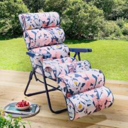 Gainsborough Luxury Floral Reclining Garden Lounger with Memory Foam Headrest - thumbnail 1