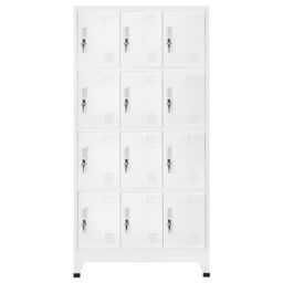 Berkfield Home Locker Cabinet with 12 Compartments 90x45x180 cm in Grey - Size: 90 x 45 x 180 cm - thumbnail 2