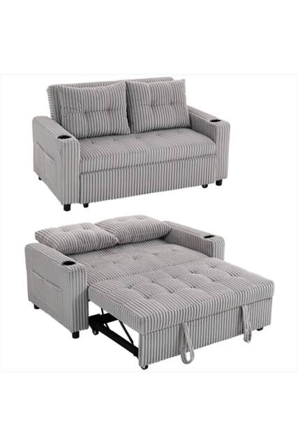 ERGOVEXA 2 Seater Click Clack Sofa Bed with Pull Out Design, Light Grey - image 1