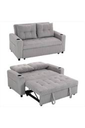 ERGOVEXA 2 Seater Click Clack Sofa Bed with Pull Out Design, Light Grey - thumbnail 1