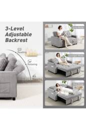 ERGOVEXA 2 Seater Click Clack Sofa Bed with Pull Out Design, Light Grey - thumbnail 4