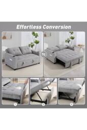 ERGOVEXA 2 Seater Click Clack Sofa Bed with Pull Out Design, Light Grey - thumbnail 6
