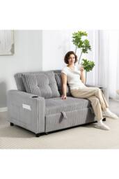 ERGOVEXA 2 Seater Click Clack Sofa Bed with Pull Out Design, Light Grey - thumbnail 3