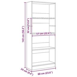 Berkfield Home Bookcase Artisian Oak 60x24x143 cm Engineered Wood in Brown - Size: 60 x 24 x 143 cm - thumbnail 9