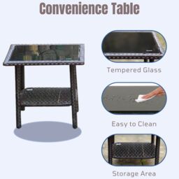 FURNITURE ONE 3-Piece Outdoor Rattan Bistro Set, 2 Seater Patio Rocking Chairs with Glass Top Coffee Table in Brown - thumbnail 6