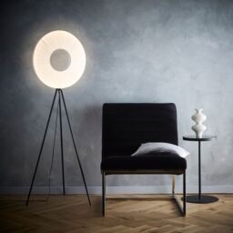 K LIVING Riley Black Led Floor or Table Lamp with White Shade - thumbnail 2
