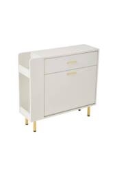 Living and Home Golden Accent Multifunctional Storage Shoe Cabinet in White - thumbnail 4