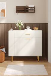 Living and Home Golden Accent Multifunctional Storage Shoe Cabinet in White - thumbnail 2
