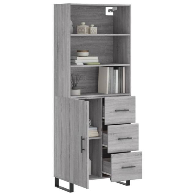 Berkfield Home Highboard Grey Sonoma 69.5x34x180 cm Engineered Wood - image 1