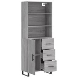 Berkfield Home Highboard Grey Sonoma 69.5x34x180 cm Engineered Wood - thumbnail 4