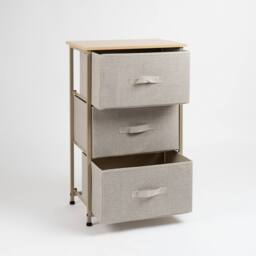 Scottish Everlastings Ltd 3 Drawer Beige Cabinet with Beige Fabric Drawers - thumbnail 4