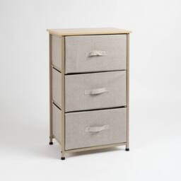 Scottish Everlastings Ltd 3 Drawer Beige Cabinet with Beige Fabric Drawers - thumbnail 3