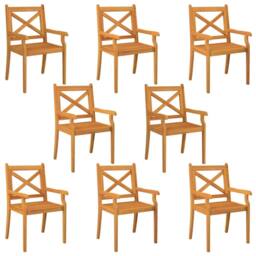 Berkfield Home Outdoor Dining Chairs 8 pcs Solid Wood Acacia in Brown - thumbnail 2