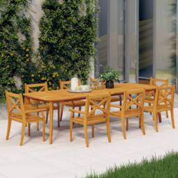Berkfield Home Outdoor Dining Chairs 8 pcs Solid Wood Acacia in Brown - thumbnail 1
