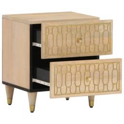 Berkfield Home Bedside Cabinets 2 pcs 40x33x46 cm Solid Wood Mango in Brown - Size: 40 x 33 x 46 cm - thumbnail 2