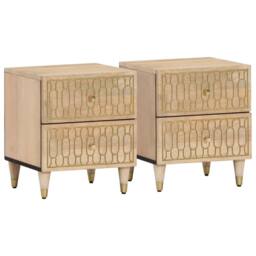 Berkfield Home Bedside Cabinets 2 pcs 40x33x46 cm Solid Wood Mango in Brown - Size: 40 x 33 x 46 cm - thumbnail 4