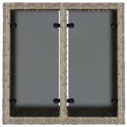Berkfield Home Garden Table with Glass Top Light Grey 55x55x37 cm Poly Rattan - Size: 55 x 55 x 37 cm - thumbnail 6