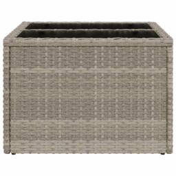 Berkfield Home Garden Table with Glass Top Light Grey 55x55x37 cm Poly Rattan - Size: 55 x 55 x 37 cm - thumbnail 5