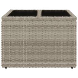 Berkfield Home Garden Table with Glass Top Light Grey 55x55x37 cm Poly Rattan - Size: 55 x 55 x 37 cm - thumbnail 4