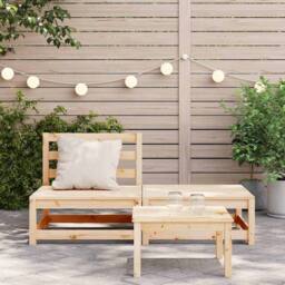 Berkfield Home Garden Sofa Armless with Footstool Solid Wood Pine in Natural - thumbnail 1