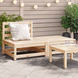 Berkfield Home Garden Sofa Armless with Footstool Solid Wood Pine in Natural - thumbnail 2