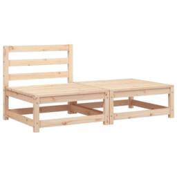 Berkfield Home Garden Sofa Armless with Footstool Solid Wood Pine in Natural - thumbnail 3