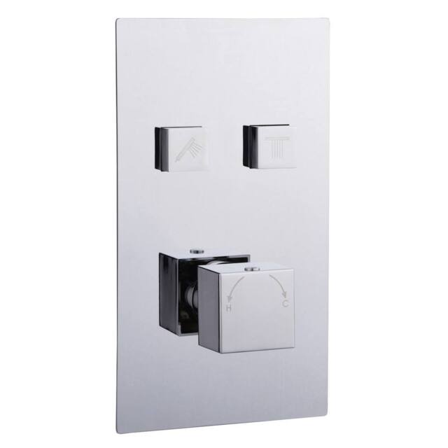 Bathroom Kingdom Menai Chrome Square Thermostatic Shower Valve - 2 Outlet in Silver - image 1
