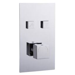 Bathroom Kingdom Menai Chrome Square Thermostatic Shower Valve - 2 Outlet in Silver - thumbnail 1