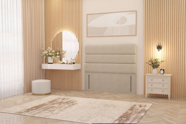 "Somnior Chambery 54"" Floor Standing Divan Headboard Upholstered Tweed Fabric in Natural - Size: King" - image 1