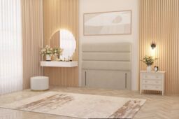 "Somnior Chambery 54"" Floor Standing Divan Headboard Upholstered Tweed Fabric in Natural - Size: King"