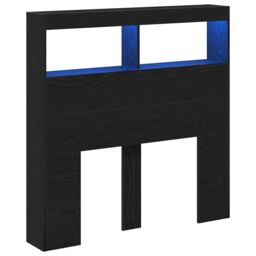 Berkfield Home Headboard Cabinet with LED Black Oak 100x17x102 cm - Size: 100 x 17 x 102 cm - thumbnail 3