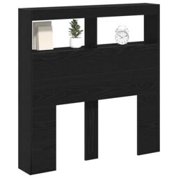 Berkfield Home Headboard Cabinet with LED Black Oak 100x17x102 cm - Size: 100 x 17 x 102 cm - thumbnail 5