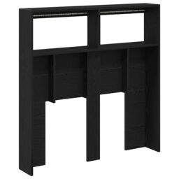 Berkfield Home Headboard Cabinet with LED Black Oak 100x17x102 cm - Size: 100 x 17 x 102 cm - thumbnail 9