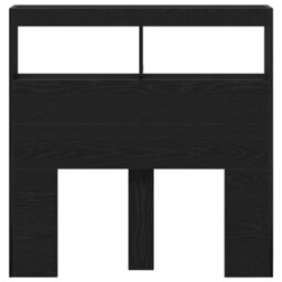 Berkfield Home Headboard Cabinet with LED Black Oak 100x17x102 cm - Size: 100 x 17 x 102 cm - thumbnail 7
