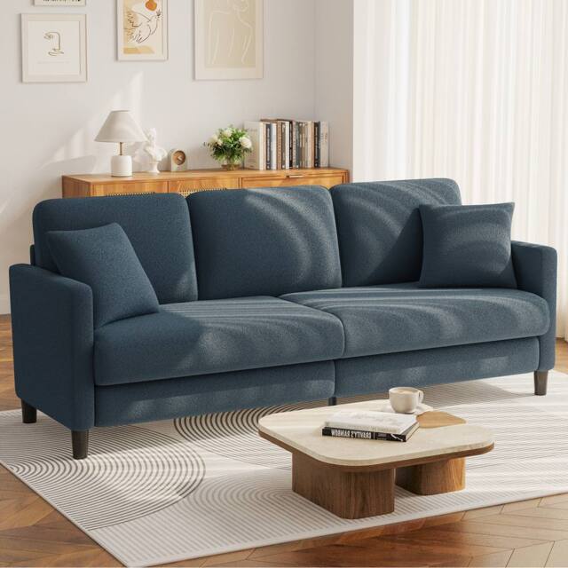 Dprodo Modern 210CM Teddy 3-Seater Sofa in Blue - image 1