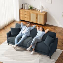 Dprodo Modern 210CM Teddy 3-Seater Sofa in Blue - thumbnail 5
