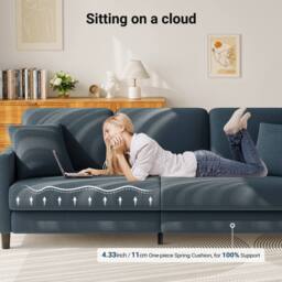 Dprodo Modern 210CM Teddy 3-Seater Sofa in Blue - thumbnail 2