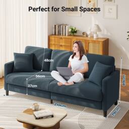 Dprodo Modern 210CM Teddy 3-Seater Sofa in Blue - thumbnail 3