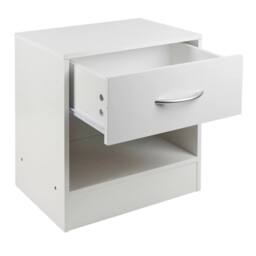 SPETLEK Wooden Bedside Cabinet 1 Drawer Compact Nightstand Side in White - thumbnail 5