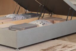 Somnior Chambery Hybrid Pocket Sprung Orthopaedic Ottoman Bed Set with Headboard Tweed Fabric in Natural - Size: Small Double - thumbnail 5