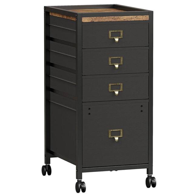 VOGREX 4 Drawer File Cabinet Vertical Filing Office Chest in Black - image 1