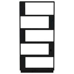 Berkfield Home Beautiful Book Cabinet/Room Divider Black 80x25x163.5 cm Solid Wo - thumbnail 5