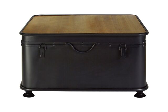 Orsina Square Coffee Table with Storage, Square Wood Coffee Table, Coffee Table Trunk, Industrial Coffee Table in Black - image 1