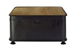 Orsina Square Coffee Table with Storage, Square Wood Coffee Table, Coffee Table Trunk, Industrial Coffee Table in Black - thumbnail 6