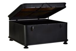 Orsina Square Coffee Table with Storage, Square Wood Coffee Table, Coffee Table Trunk, Industrial Coffee Table in Black - thumbnail 3