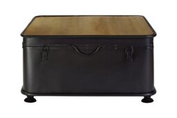 Orsina Square Coffee Table with Storage, Square Wood Coffee Table, Coffee Table Trunk, Industrial Coffee Table in Black