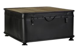 Orsina Square Coffee Table with Storage, Square Wood Coffee Table, Coffee Table Trunk, Industrial Coffee Table in Black - thumbnail 2